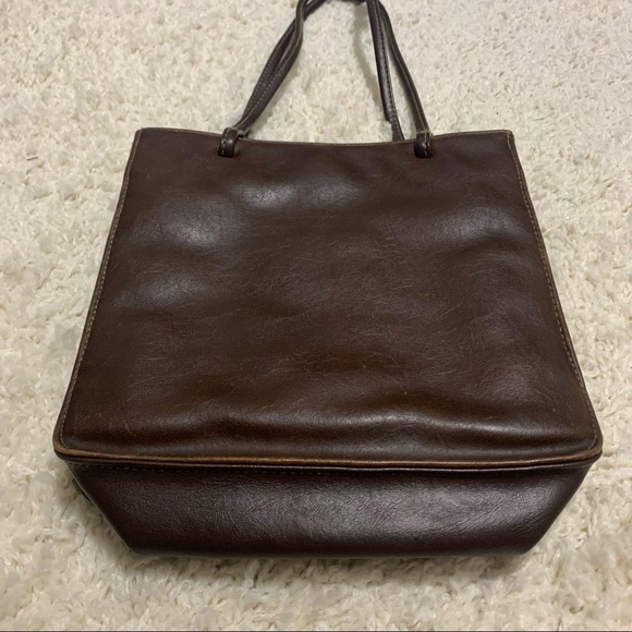 VINTAGE Dark Brown Faux Leather-Like Braided Bag Mini Purse - Picture 6 of 16